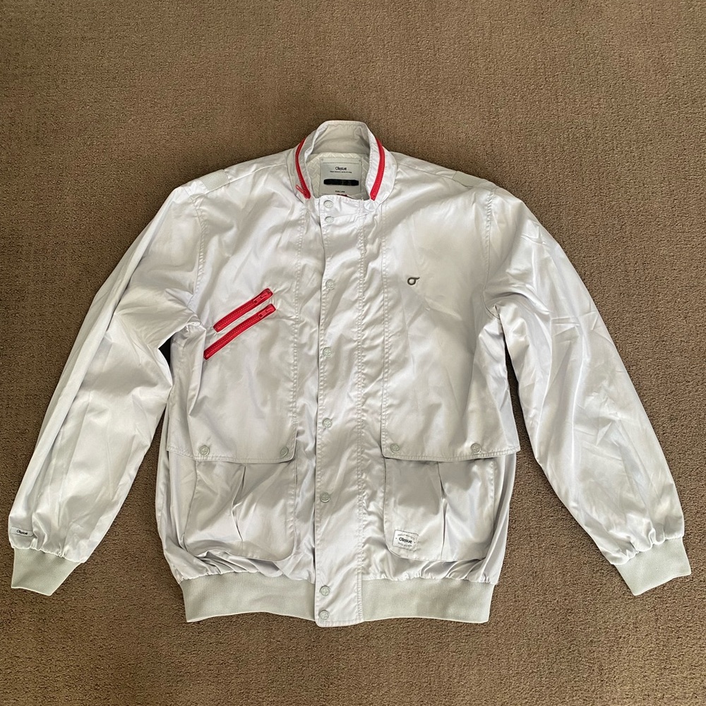 Orisue Mens Light Grey & Red Bomber Jacket 2XL